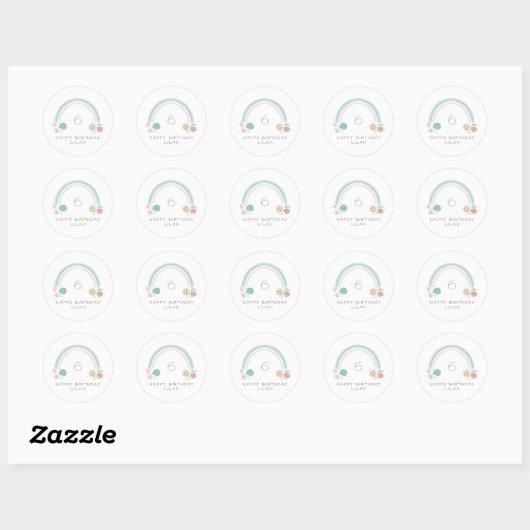Sticker Rond Seashell Rainbow Nautic Anniversaire (Feuille)