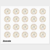 Sticker Rond Seashell Vintage Beach Mariage Monogramme rose (Feuille)