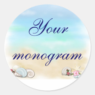 Sticker Rond Seashells Beach Mariage Thème Enveloppe Seals Étiq