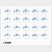 Sticker Rond Seashells Beach Wedding Blue White CUSTOM (Feuille)