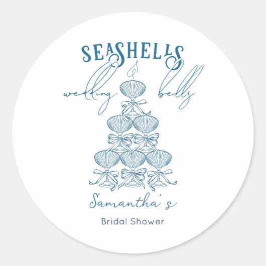 Sticker Rond Seashells & Wedding Bells Bachelorette Party (Devant)