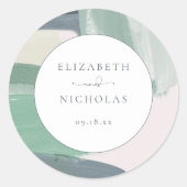 Sticker Rond Seaside Ocean Glass | Mariage Monogrammé (Devant)