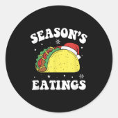 Sticker Rond Season's Eatings Funny Christmas Taco Lover (Devant)