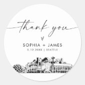 Sticker Rond Seattle Merci Favor 3" (feuille de 6) (Devant)