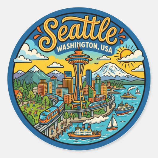 Sticker Rond Seattle Washington (Devant)