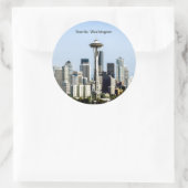 Sticker Rond Seattle, Washington skyline (Sac)