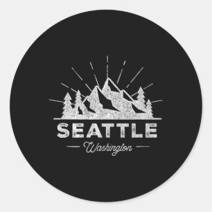 Sticker Rond Seattle Washington Wa T Shirt Vintage Randonnée Ré