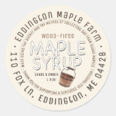 Sticker Rond Seau de méthode traditionnelle et sirop d'érable (Devant)