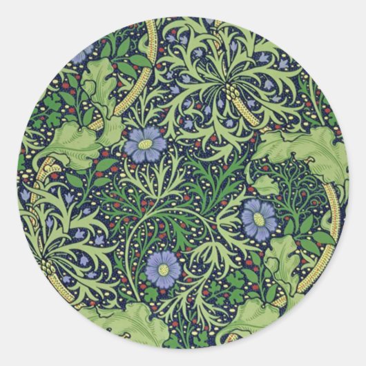Sticker Rond Seaweed Art nouveau design by William Morris (Devant)