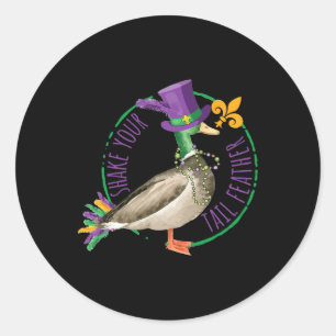 Sticker Rond Secouer Votre Plumes Mardi Gras Perles Funny Park