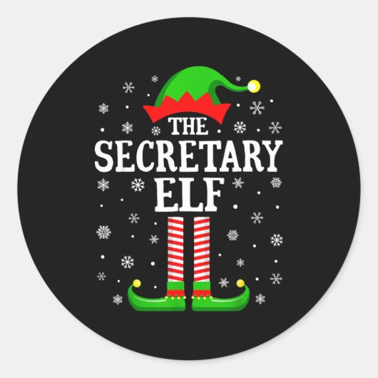 Sticker Rond Secretary Elf Funny Christmas Family Matching  (Devant)