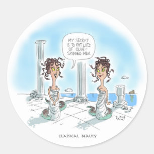Sticker Rond Secrets de beauté de la méduse