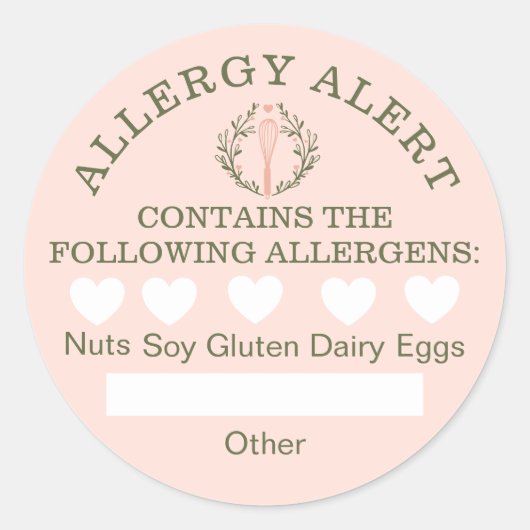 Sticker Rond Sécurité alimentaire Alerte allergique Pink Bakery (Devant)