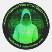 Sticker Rond Sécurité de l'ordinateur - Hacker à capuchon - Lib (Devant)