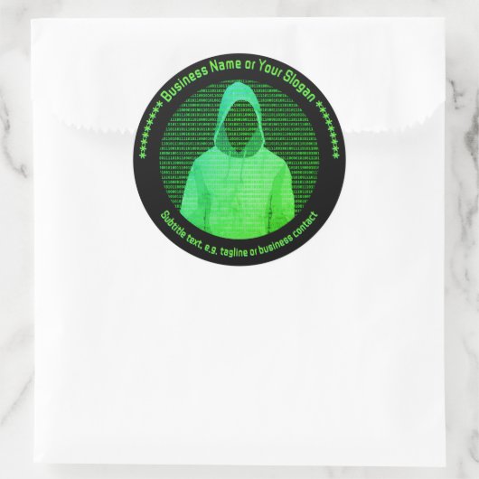 Sticker Rond Sécurité de l'ordinateur - Hacker à capuchon - Lib (Sac)