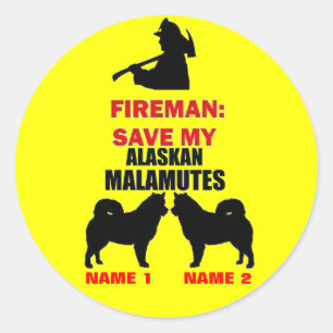 Sticker Rond Sécurité incendie de Malamute en Alaska