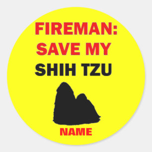 Sticker Rond Sécurité incendie Shih Tzu personnalisée