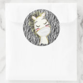 Sticker Rond Sécurité Zebra animal portant le masque facial (Sac)