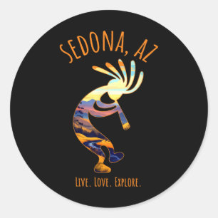 Sticker Rond Sedona Arizona États-Unis Danse Kokopelli Sud-Oues