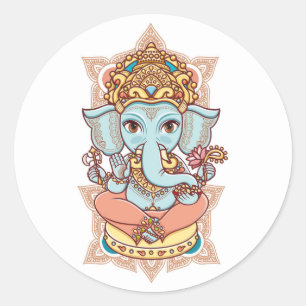 Sticker Rond Seigneur indou Ganesh. de Dieu d'éléphant