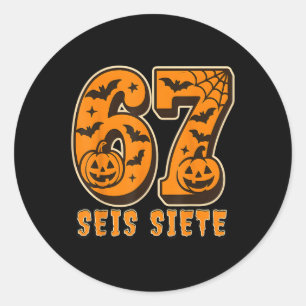 Sticker Rond Seis Siete Halloween espagnol 67 garçons enfants S