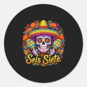 Sticker Rond Seis Siete Spanish Humor Clroom Teaching Laugh Esp (Devant)