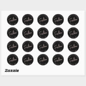 Sticker Rond Seize Roses or & Black Sweet 16 Anniversaire (Feuille)