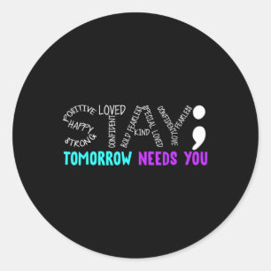 Sticker Rond Séjour Semicolon Prévention du suicide Sensibilisa