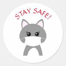 Sticker rond SÉJOURNER EN SÉCURITÉ DE LA MASQUE DE