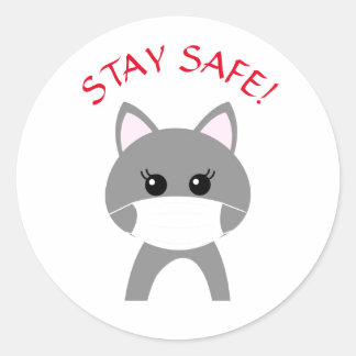 Sticker rond SÉJOURNER EN SÉCURITÉ DE LA MASQUE DE