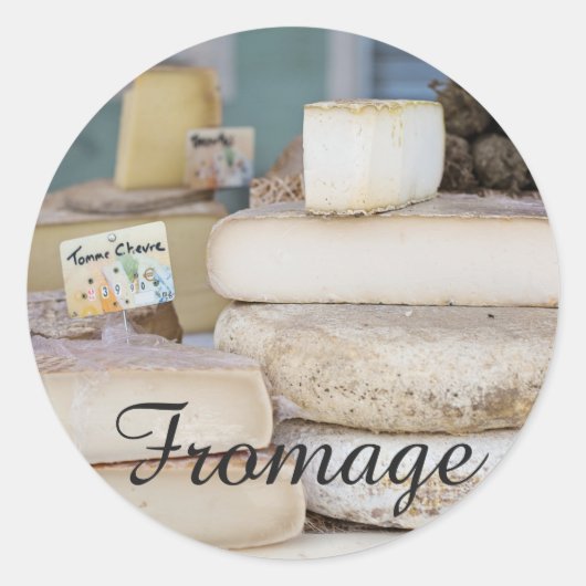 Sticker Rond Sélection de Fromage Rustique Français (Devant)