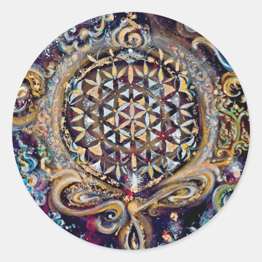 Sticker Rond Sélection de l'heure de création 'Océan cosmique' (Devant)