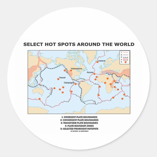Sticker Rond Sélectionnez Les Points Chauds Dans Le Monde (Devant)