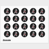 Sticker Rond seleton playing guitar electric acoustic (Feuille)