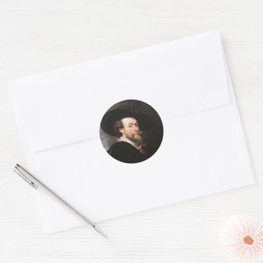 Sticker Rond Self Portrait par Sir Peter Paul Rubens (Enveloppe)