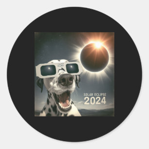 Sticker Rond Selfie Dalmatie Enfants Mens Solaire Eclipse Chien