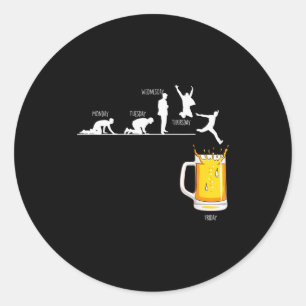Sticker Rond Semaine Vendredi Week-end Bière Alcool Fête Vacanc