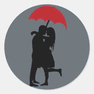 Sticker Rond S'embrasser sous la pluie