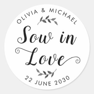 Sticker Rond Semence dans l'amour Mariage semence Packet Botani