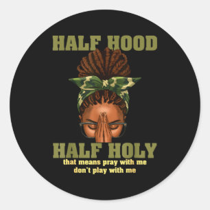 Sticker Rond Semi-chemise semi-sainte prière chrétienne afro-af