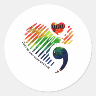 Sticker Rond Semicolon Cadeaux du Mois de sensibilisation à la 