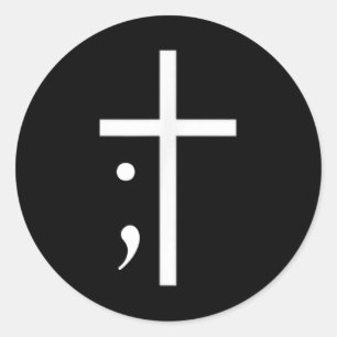 Sticker Rond Semicolon Cross ont foi Suicide Prevention Awar
