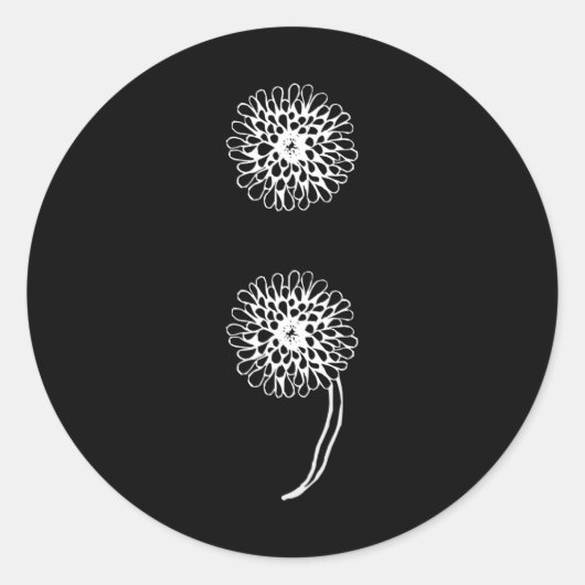 Sticker Rond Semicolon Dandelion Prévention du suicide Sensibil (Devant)