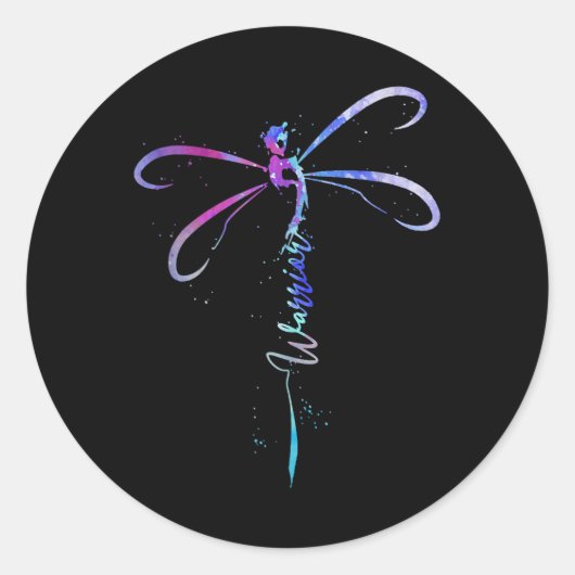 Sticker Rond Semicolon de guerrier de libellules Prévention du (Devant)