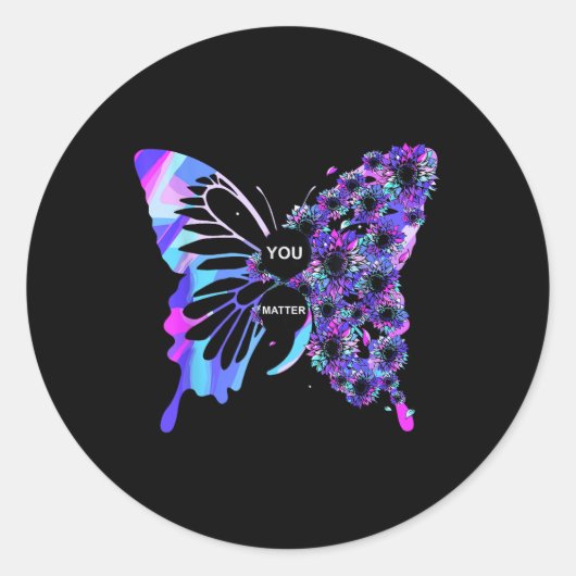 Sticker Rond Semicolon de papillon Sensibilisation au suicide S (Devant)