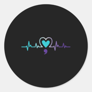 Sticker Rond Semicolon de pulsation féminine Prévention du suic