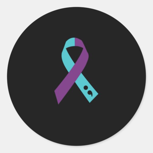 Sticker Rond Semicolon de ruban violet turquoise Prévention du  (Devant)