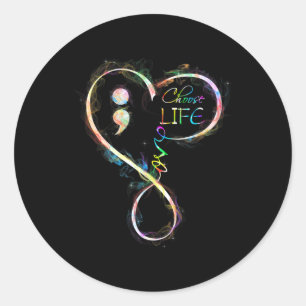 Sticker Rond Semicolon de sensibilisation à la prévention Chois