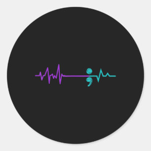 Sticker Rond Semicolon de sensibilisation à la prévention du su
