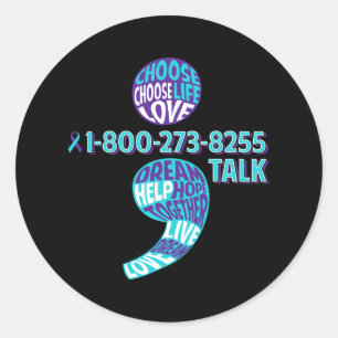 Sticker Rond Semicolon de sensibilisation à la prévention du su